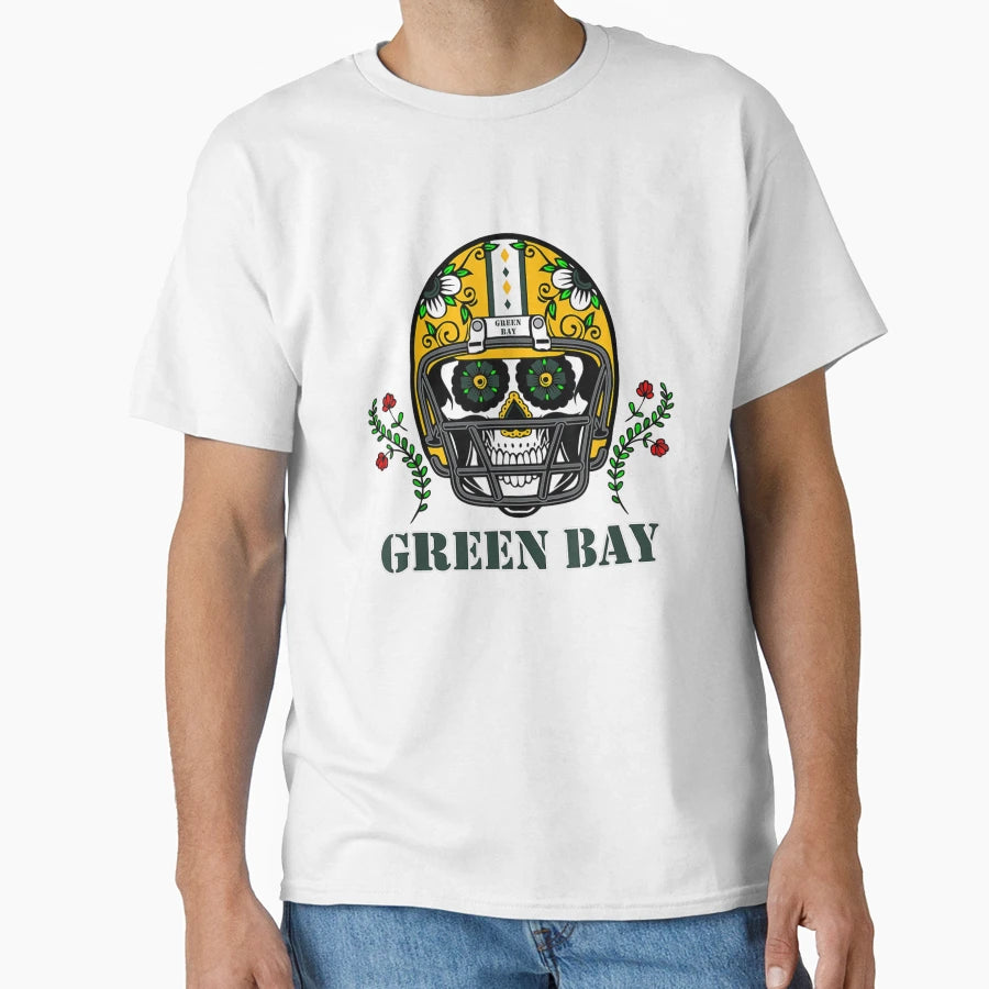 Green Bay Football Helmet Sugar T-Shirt - Fun Novelty Design Men Women - T-Shirt, Sweatshirt, Hoodie