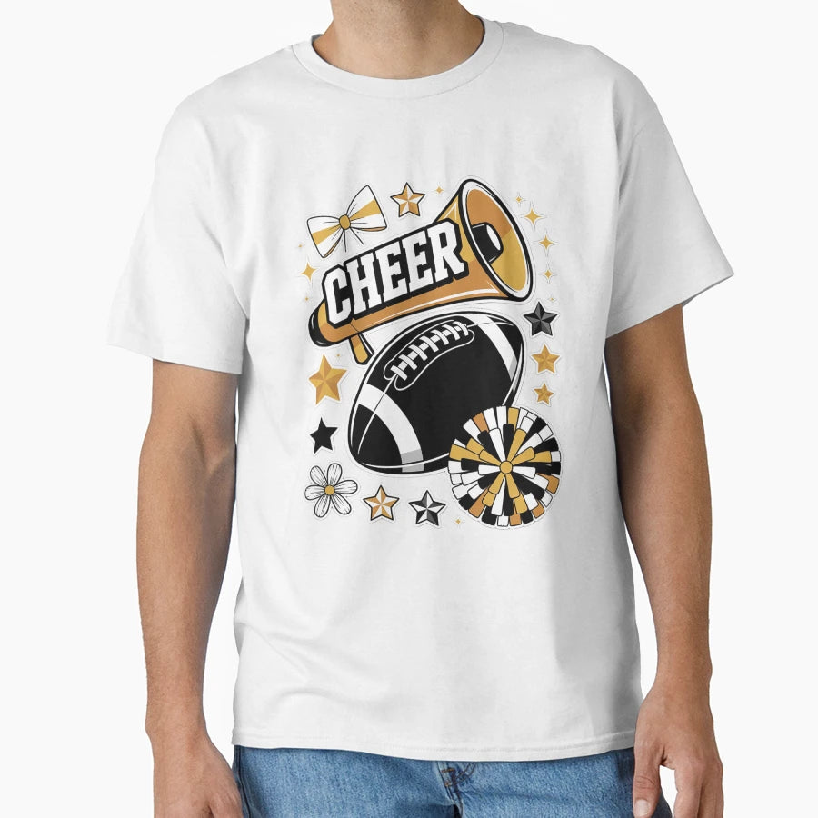 Coquette Bow Football Gold Black T-Shirt - Aesthetic Graphic Men Women - T-Shirt, Sweatshirt, Hoodie