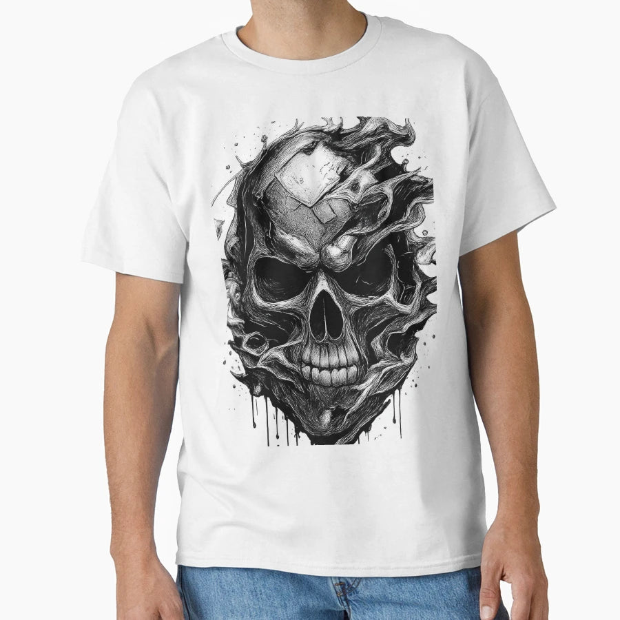 Dark Gothic Skull Illustration T-Shirt - Streetwear Style Men Women - T-Shirt, Sweatshirt, Hoodie