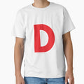 D Initial Letter D Red And White T-Shirt - Aesthetic Graphic for Adults - T-Shirt, Sweatshirt, Hoodie