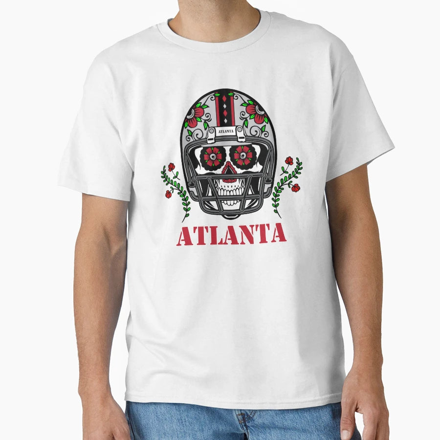 Atlanta Football Helmet Sugar Skull T-Shirt - Novelty Apparel for Adults - T-Shirt, Sweatshirt, Hoodie
