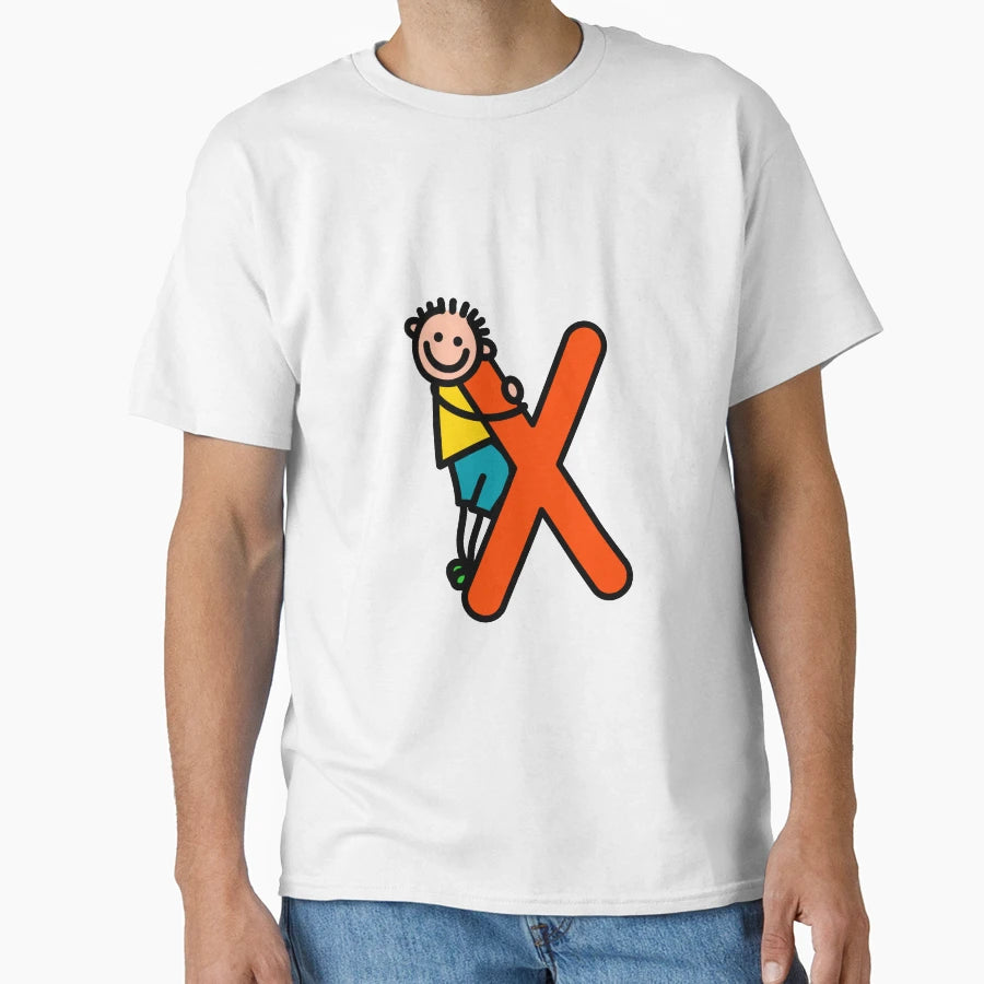 Letter X Alphabet Colorful Cartoon T-Shirt - Minimalist Print Unisex - T-Shirt, Sweatshirt, Hoodie