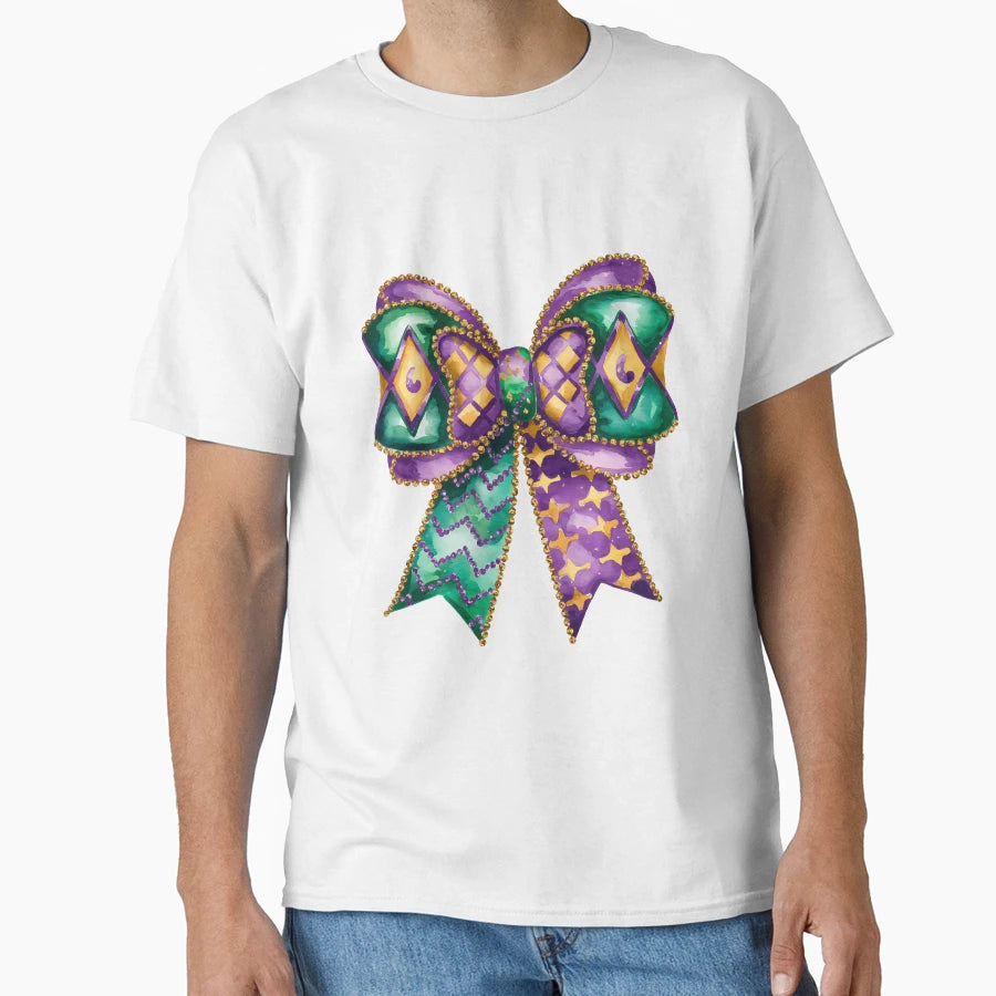 Mardi Gras Bow Fleur De Lis Mardi T-Shirt - Casual Everyday Wear Men Women - T-Shirt, Sweatshirt, Hoodie