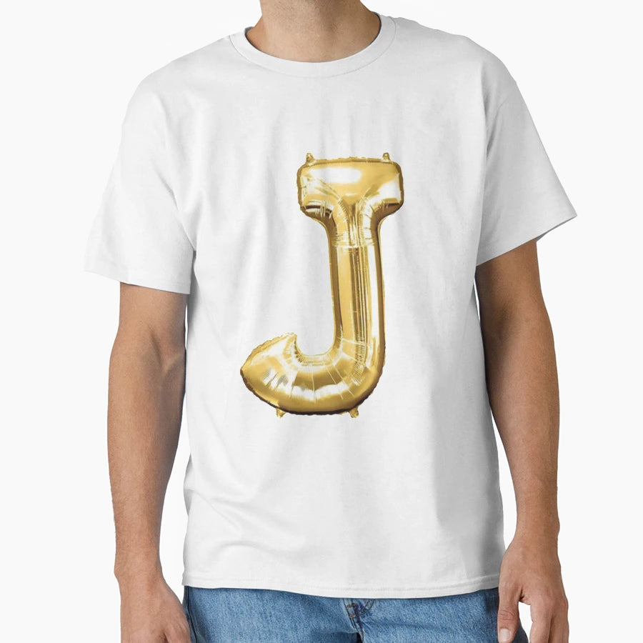 Gold Foil Mylar Balloon Letter J T-Shirt - Casual Everyday Wear for Adults - T-Shirt, Sweatshirt, Hoodie