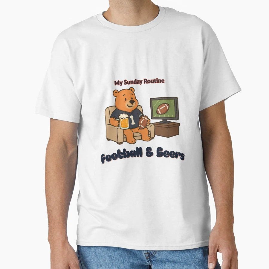 Intage Bears Football Beers Funny Game T-Shirt - Custom Art Print Unisex - T-Shirt, Sweatshirt, Hoodie