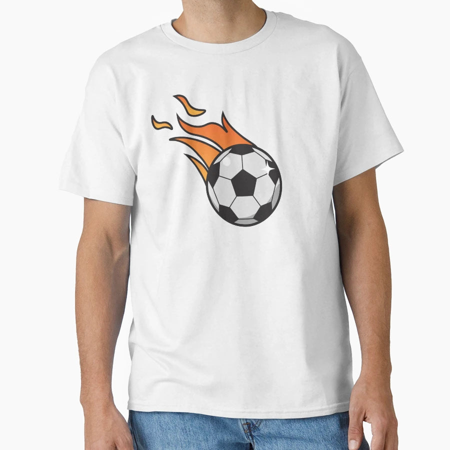 Flaming Football Soccer T-Shirt - Unique Graphic for Adults - T-Shirt, Sweatshirt, Hoodie