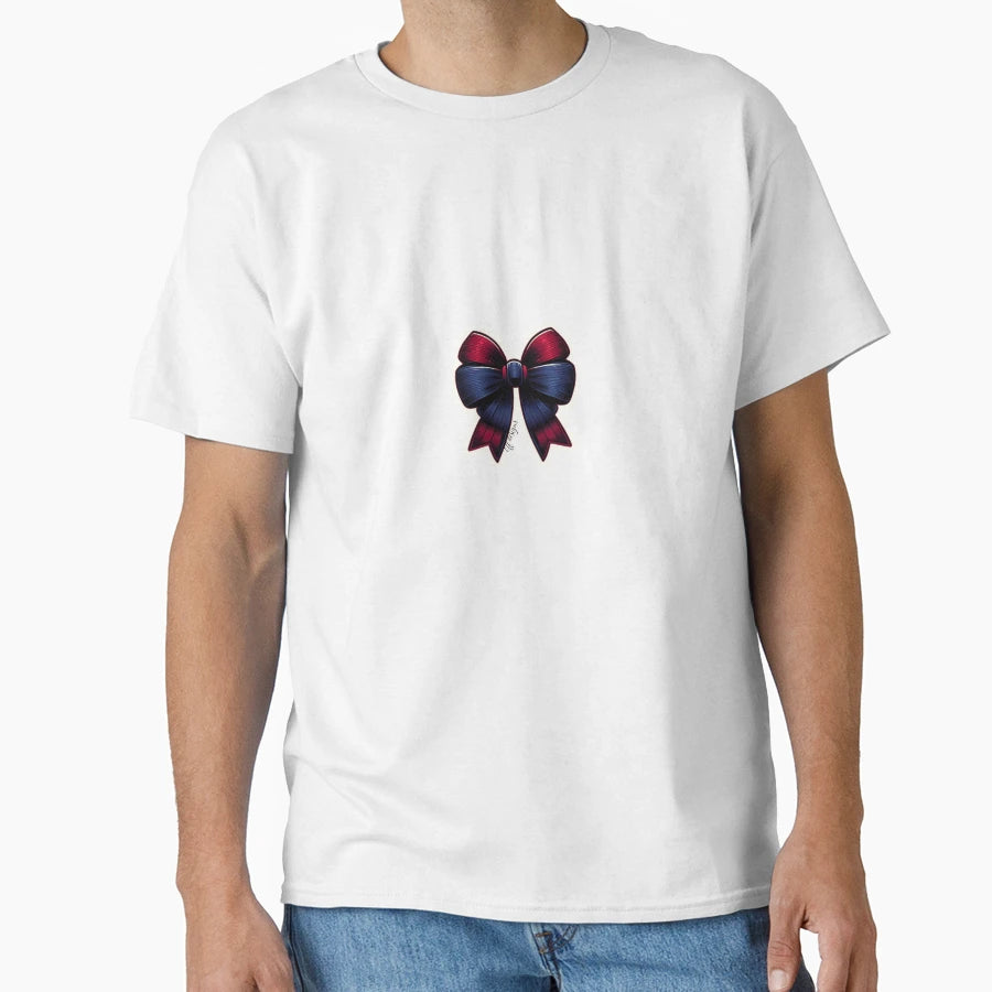 Red And Navy Bow T-Shirt - Custom Art Print Men Women - T-Shirt, Sweatshirt, Hoodie