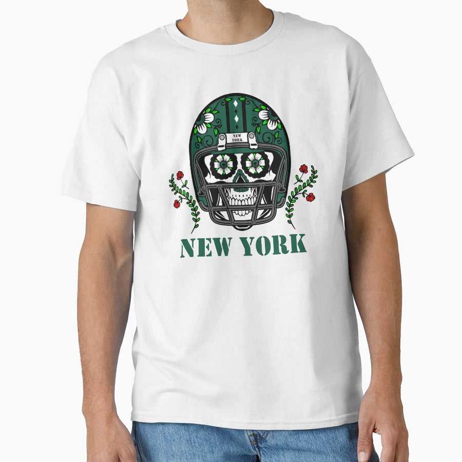 New York Ny Football Helmet Sugar Skull T-Shirt - Minimalist Print Unisex - T-Shirt, Sweatshirt, Hoodie