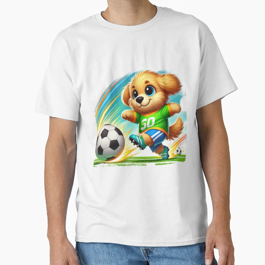 Little Doggo Playing Soccer T-Shirt - Graphic Print Men Women - T-Shirt, Sweatshirt, Hoodie