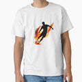 Soccer Player Fire Kick Football T-Shirt - Minimalist Print Men Women - T-Shirt, Sweatshirt, Hoodie
