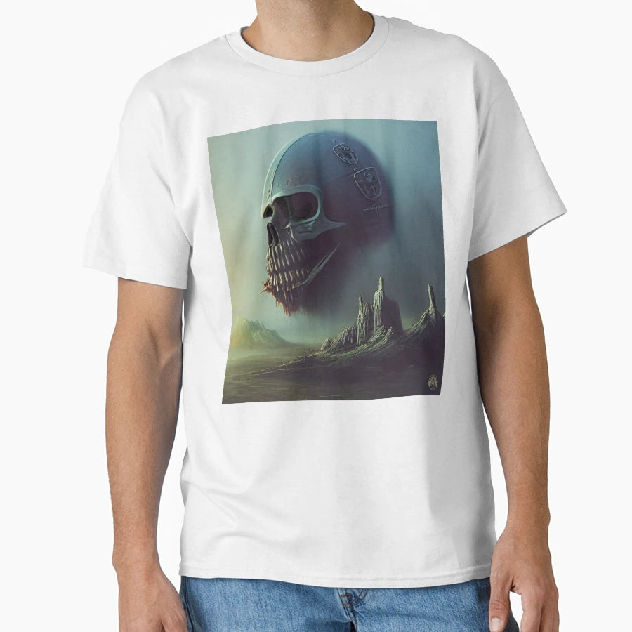 Skull Over Ancient Ruins T-Shirt - Minimalist Print Unisex - T-Shirt, Sweatshirt, Hoodie