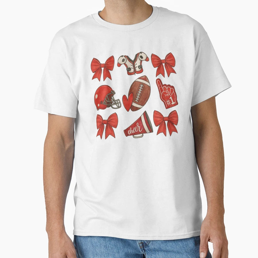 Football And Cheer Elements T-Shirt - Minimalist Print Men Women - T-Shirt, Sweatshirt, Hoodie