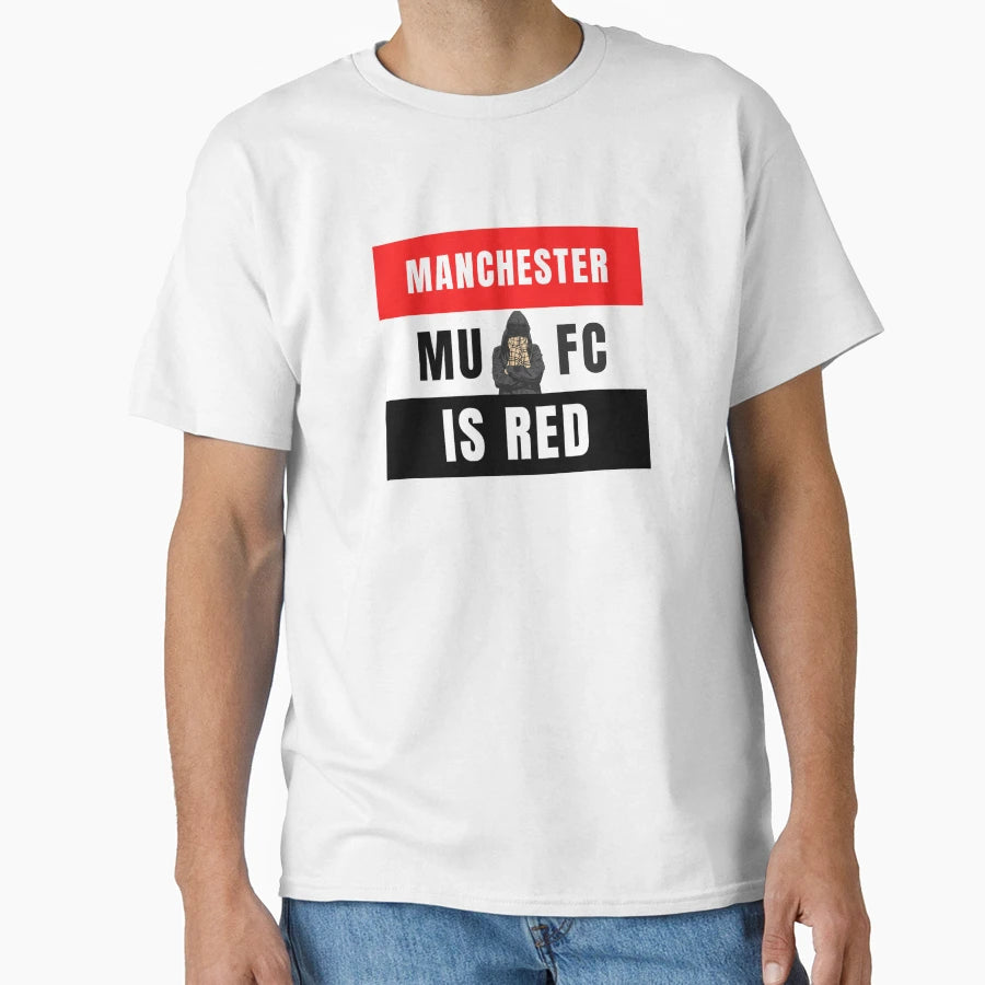 Manchester Is Red T-Shirt - Minimalist Print Unisex - T-Shirt, Sweatshirt, Hoodie