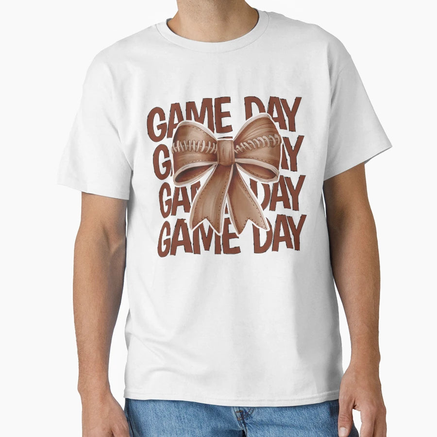 Game Day Football Bow T-Shirt - Custom Art Print for Adults - T-Shirt, Sweatshirt, Hoodie