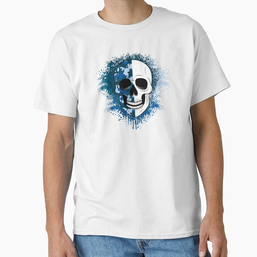 Skull Camouflage Berry Blue T-Shirt - Novelty Apparel Men Women - T-Shirt, Sweatshirt, Hoodie