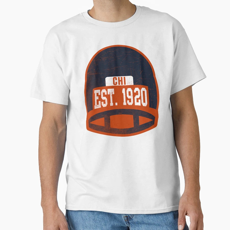 Chicago Throwback Football Helmet T-Shirt - Unique Graphic Unisex - T-Shirt, Sweatshirt, Hoodie