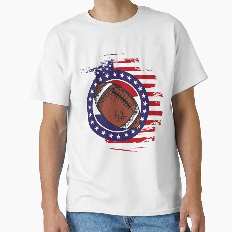 American Football American Flag Stars T-Shirt - Unique Graphic for Adults - T-Shirt, Sweatshirt, Hoodie