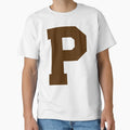 Alphabet Brown P Sports Letter P T-Shirt - Minimalist Print for Adults - T-Shirt, Sweatshirt, Hoodie
