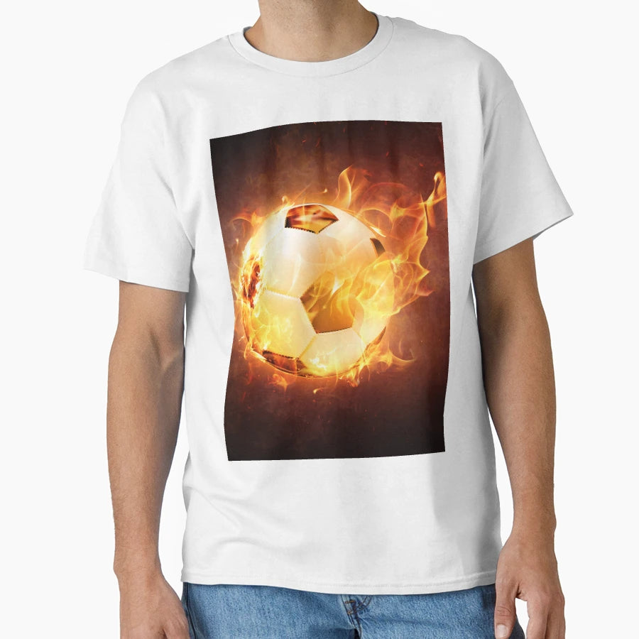 Football Soccer Ball Fire T-Shirt - Fun Novelty Design Unisex - T-Shirt, Sweatshirt, Hoodie