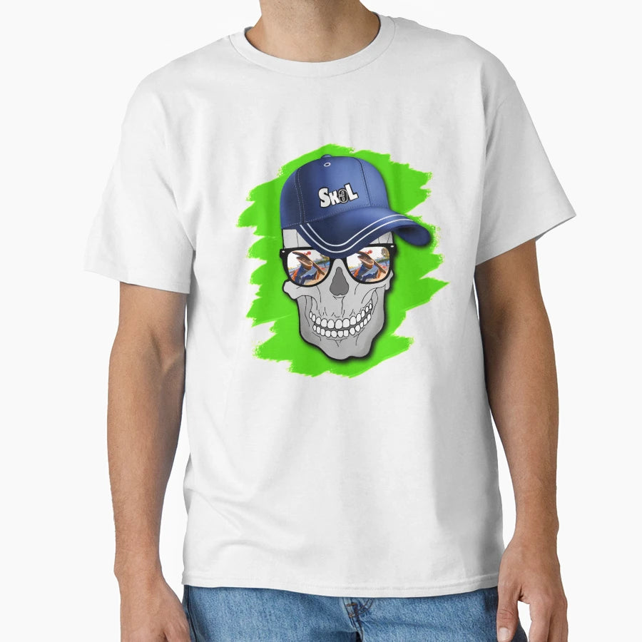 Skaterboarding Happy Skull Cap Skel T-Shirt - Custom Art Print Men Women - T-Shirt, Sweatshirt, Hoodie