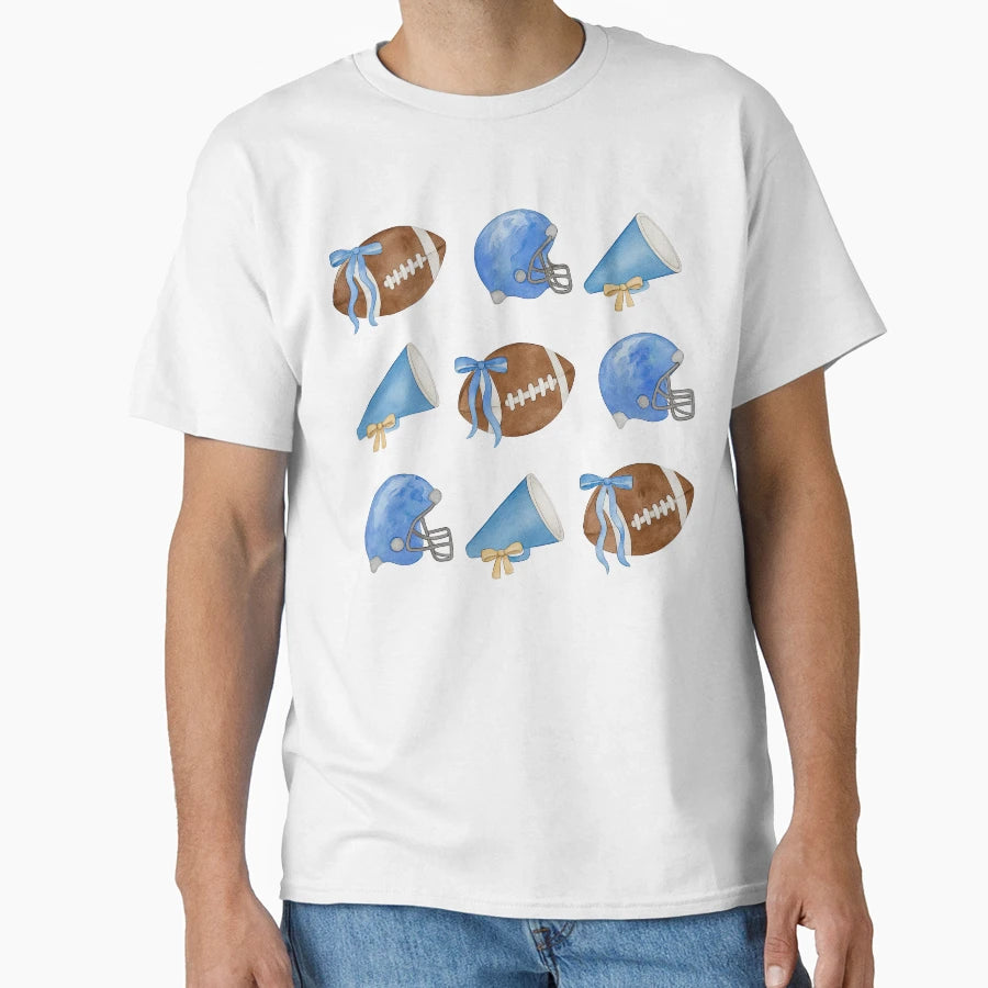 Blue Football And Cheerleading Clipart Set T-Shirt - Unique Graphic Unisex - T-Shirt, Sweatshirt, Hoodie