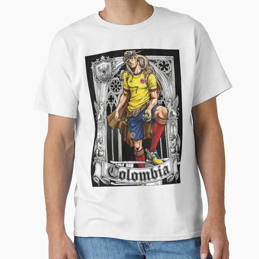 Colombian Football Hero Gothic Cape And T-Shirt - Unique Graphic Men Women - T-Shirt, Sweatshirt, Hoodie