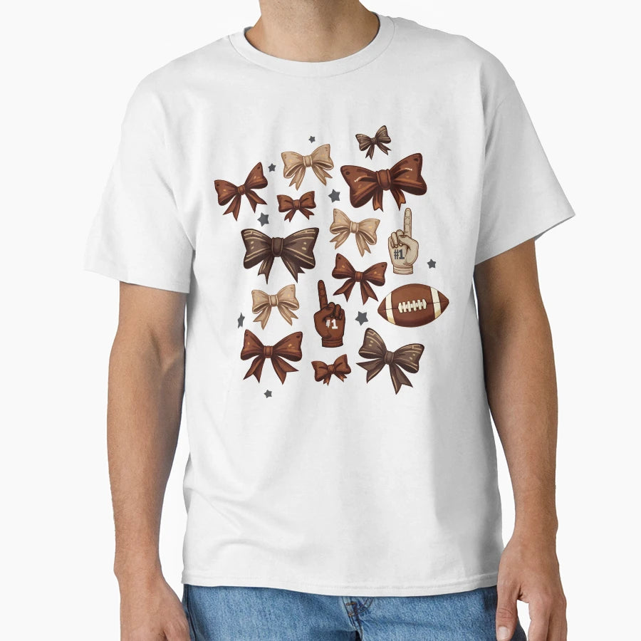 Coquette Bow Pumpkin American Football T-Shirt - Unique Graphic Unisex - T-Shirt, Sweatshirt, Hoodie