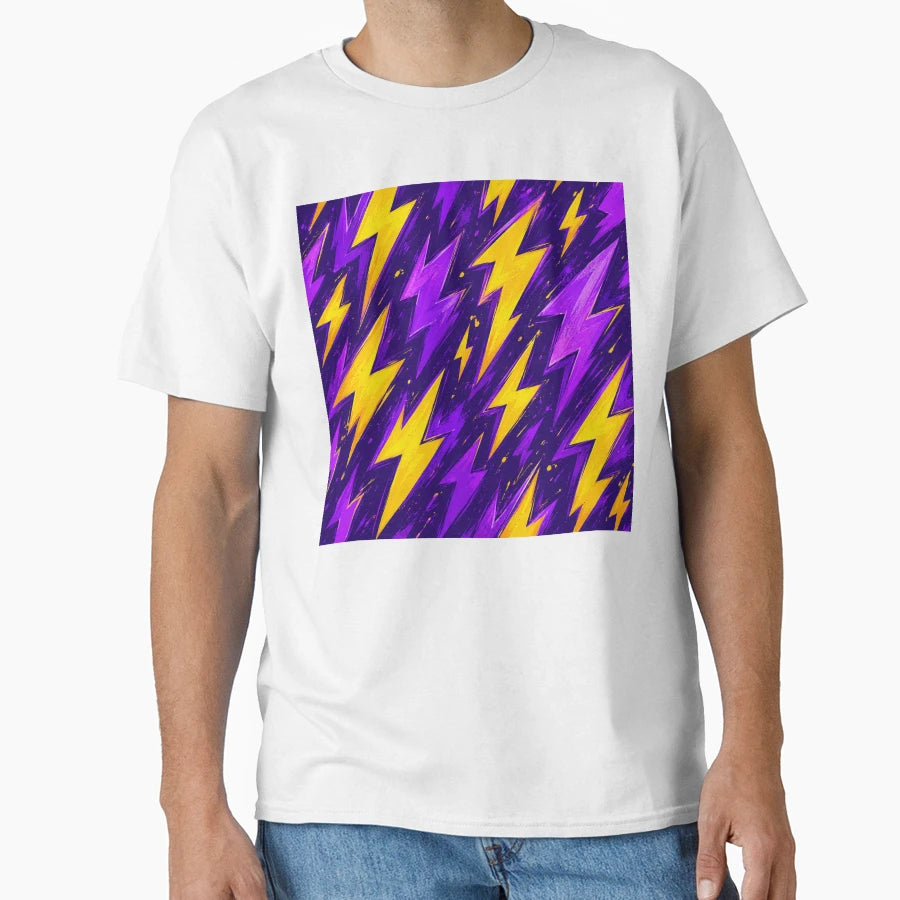 Electric Thunder Bolt Pattern T-Shirt - Casual Everyday Wear for Adults - T-Shirt, Sweatshirt, Hoodie