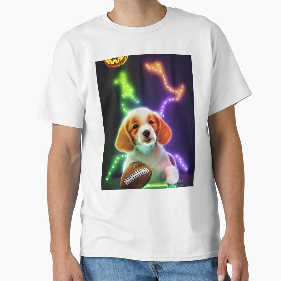 Dog American Football Ball Halloween T-Shirt - Fun Novelty Design Unisex - T-Shirt, Sweatshirt, Hoodie