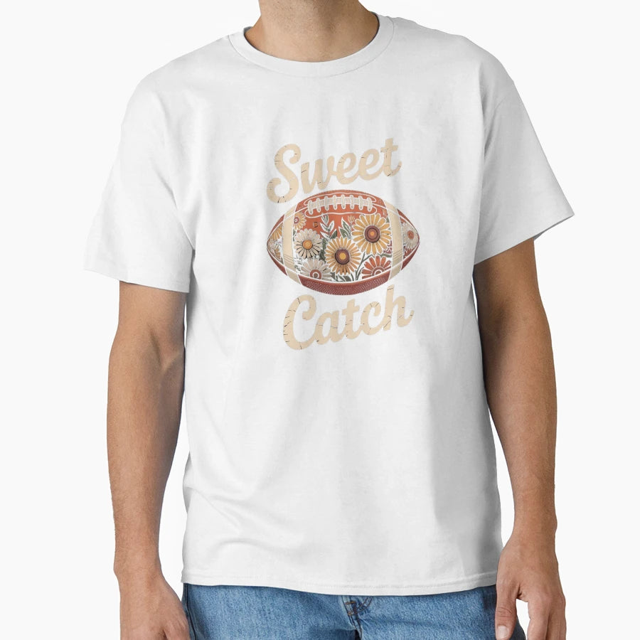 Sweet Catch Floral Football T-Shirt - Graphic Print Men Women - T-Shirt, Sweatshirt, Hoodie