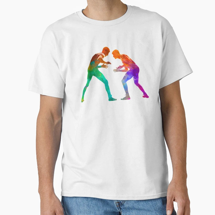Wrestlers Wrestling 01 Watercolor T-Shirt - Casual Everyday Wear Unisex - T-Shirt, Sweatshirt, Hoodie