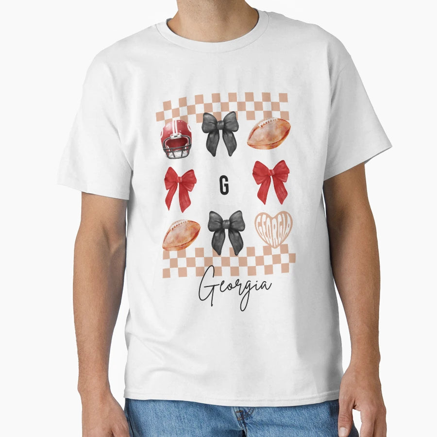 Bows Checkerboard And Georgia T-Shirt - Minimalist Print for Adults - T-Shirt, Sweatshirt, Hoodie