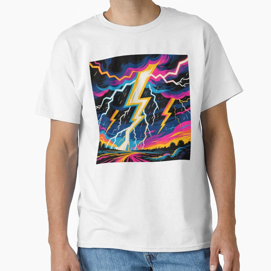Artistic View Thunderstorms Lighting T-Shirt - Minimalist Print Unisex - T-Shirt, Sweatshirt, Hoodie