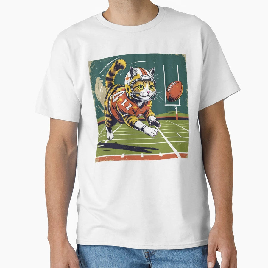 Gridiron Cat Feline Football Champion T-Shirt - Streetwear Style for Adults - T-Shirt, Sweatshirt, Hoodie