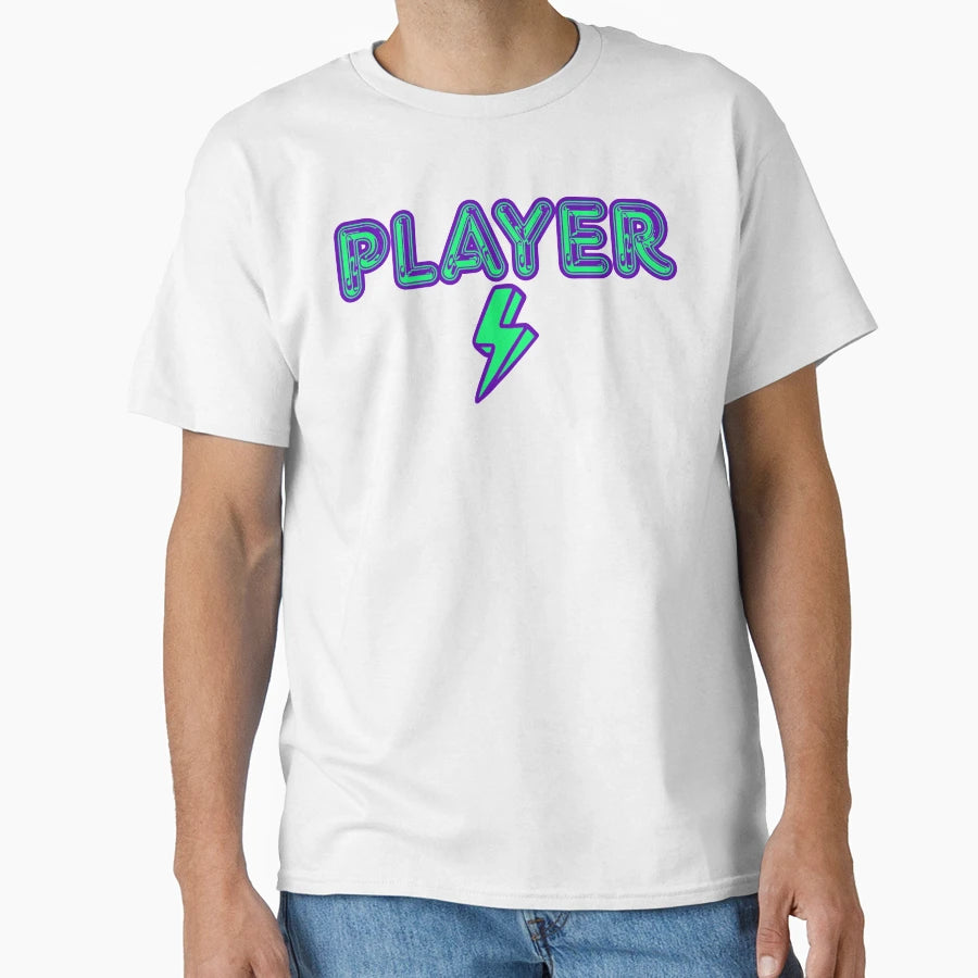 Player Lightning Bolt Green And Purple T-Shirt - Aesthetic Graphic Unisex - T-Shirt, Sweatshirt, Hoodie