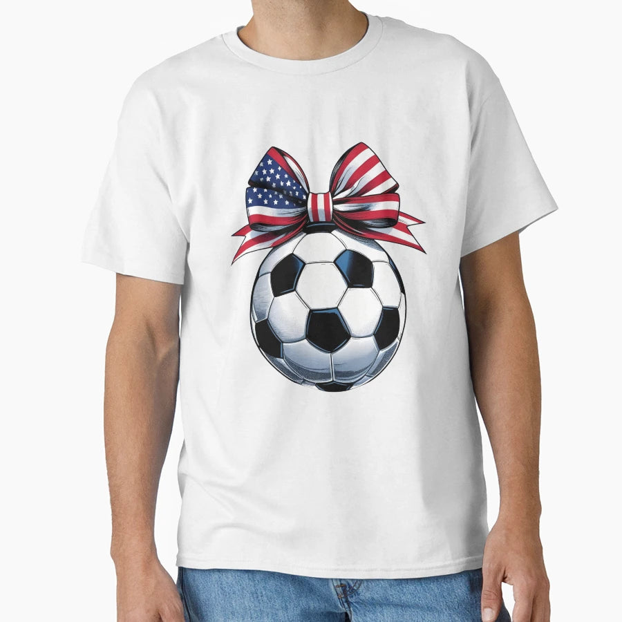 Patriotic Soccer Ball American Flag T-Shirt - Fun Novelty Design Men Women - T-Shirt, Sweatshirt, Hoodie