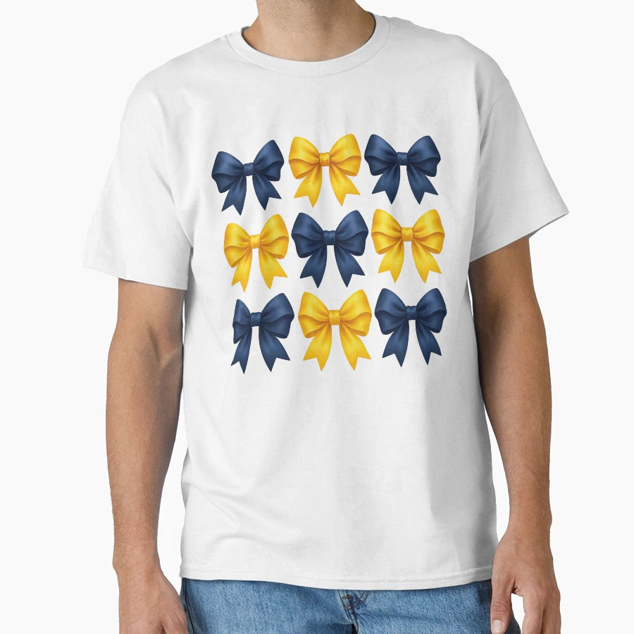 Navy And Yellow Satin Ribbon Bow Set T-Shirt - Unique Graphic Men Women - T-Shirt, Sweatshirt, Hoodie