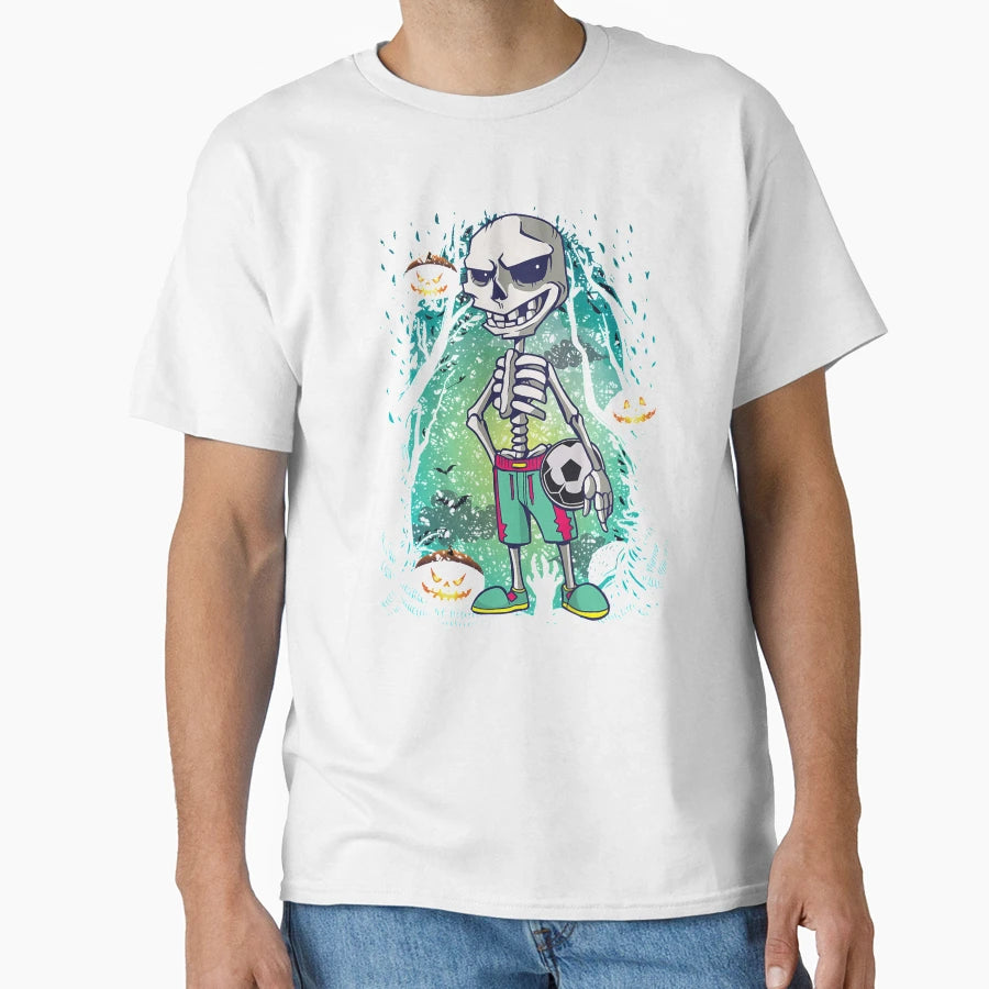 Funny Halloween Soccer Skeleton Soccer T-Shirt - Fun Novelty Design Unisex - T-Shirt, Sweatshirt, Hoodie