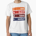 Eat Sleep Game Repeat T-Shirt - Unique Graphic for Adults - T-Shirt, Sweatshirt, Hoodie