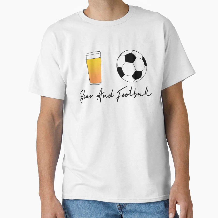 Beer And Football T-Shirt - Minimalist Print for Adults - T-Shirt, Sweatshirt, Hoodie