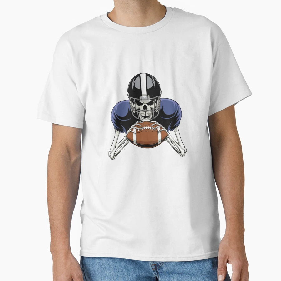 Halloween Skeleton American Football T-Shirt - Custom Art Print Men Women - T-Shirt, Sweatshirt, Hoodie