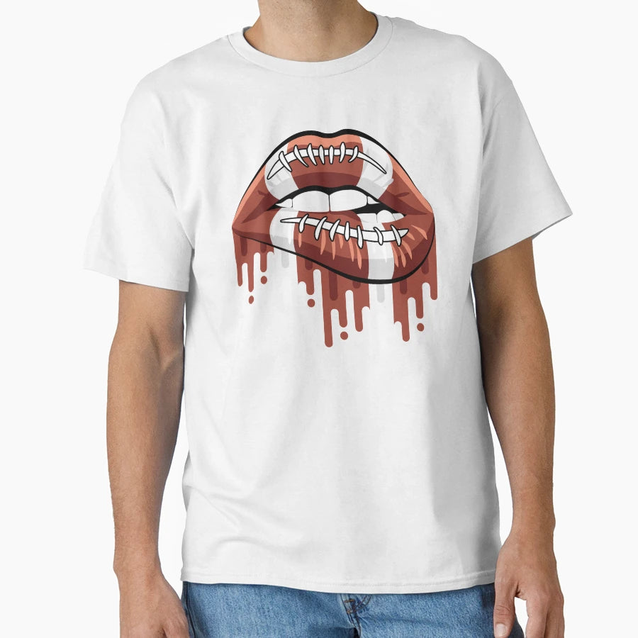 Football Lips Cheerleader Mom Big T-Shirt - Custom Art Print for Adults - T-Shirt, Sweatshirt, Hoodie