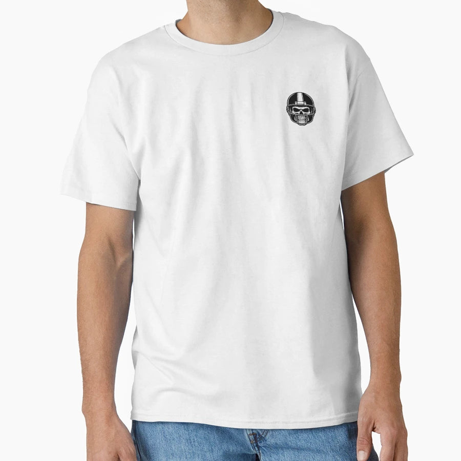 Skull Wearing Football Helmet T-Shirt - Aesthetic Graphic Unisex - T-Shirt, Sweatshirt, Hoodie