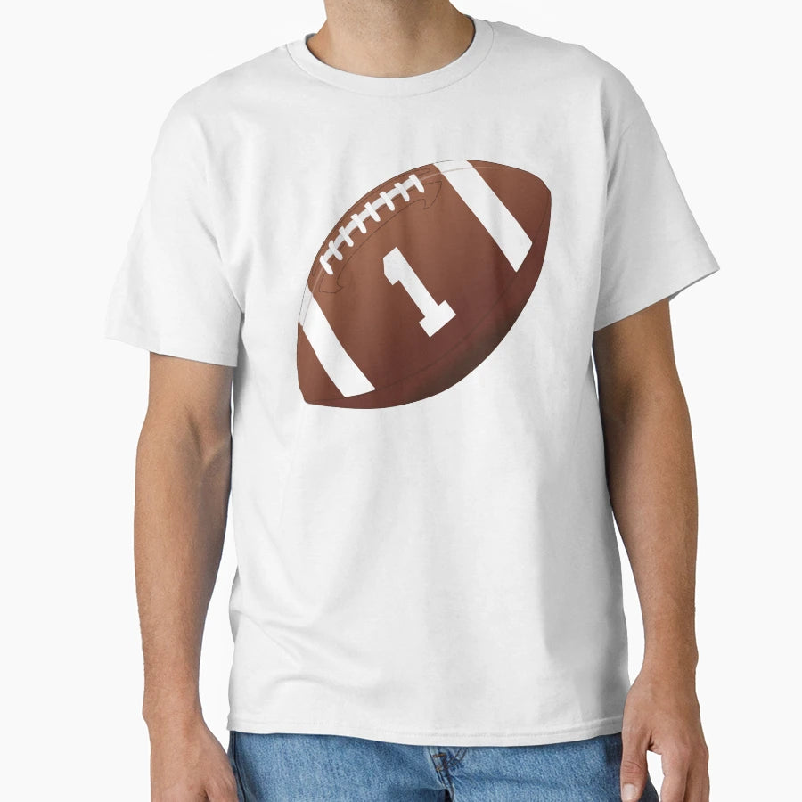 American Football Ball Number 1 One T-Shirt - Casual Everyday Wear Unisex - T-Shirt, Sweatshirt, Hoodie
