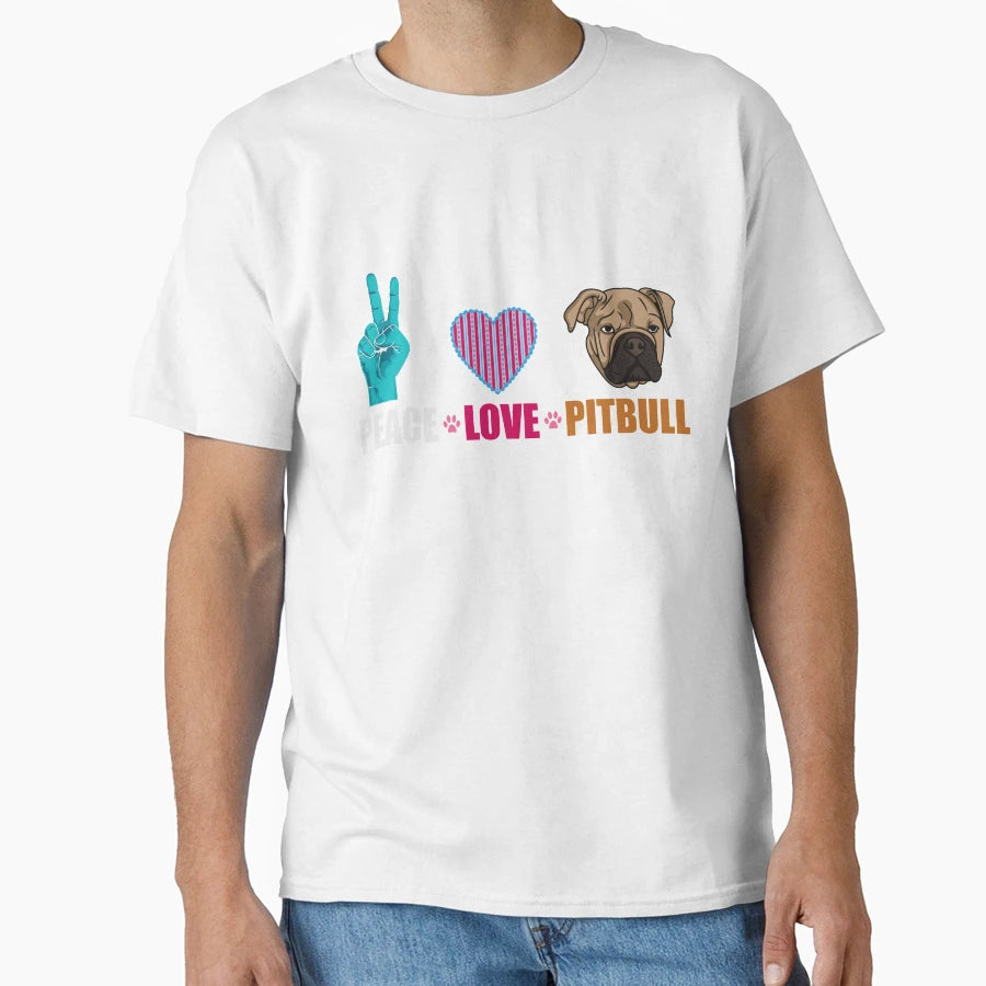 Peace Love Pitbull T-Shirt - Unique Graphic for Adults - T-Shirt, Sweatshirt, Hoodie