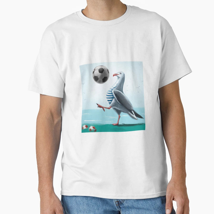 Seagull Playing Football Brighton T-Shirt - Graphic Print for Adults - T-Shirt, Sweatshirt, Hoodie