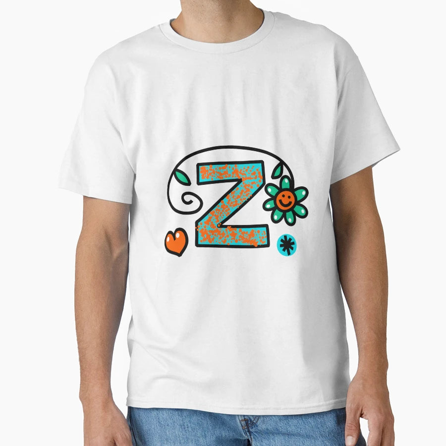 Letter Z Abc Monogram Hand Drawn T-Shirt - Trendy Graphic Men Women - T-Shirt, Sweatshirt, Hoodie