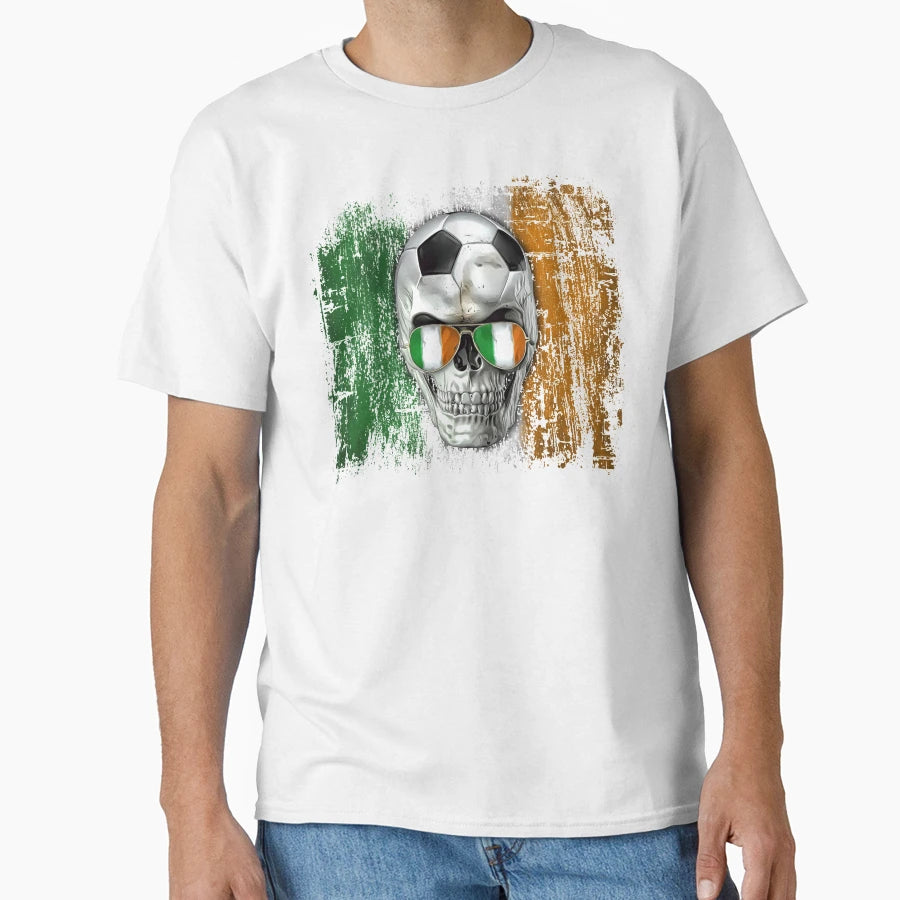 Irish Football Skull T-Shirt - Minimalist Print Men Women - T-Shirt, Sweatshirt, Hoodie