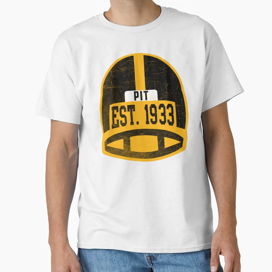 Pittsburgh Throwback Football Helmet T-Shirt - Custom Art Print for Adults - T-Shirt, Sweatshirt, Hoodie