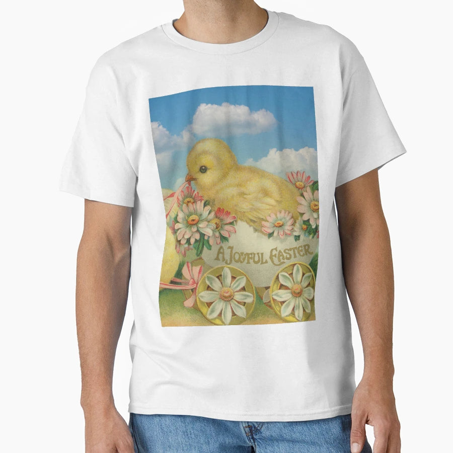 Happy Easter Chicks Flowers T-Shirt - Graphic Print Unisex - T-Shirt, Sweatshirt, Hoodie